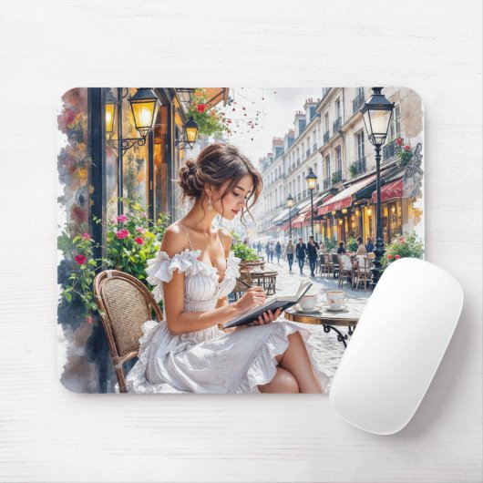 Parisian Women Elegance: Paris Café Street Vibes Mousepad (Mit Mouse)