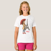 Parisian Wonder" - Dziewczyna z parasolką pod Wież T-Shirt (Vorne ganz)