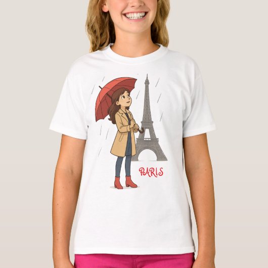 Parisian Wonder" - Dziewczyna z parasolką pod Wież T-Shirt (Vorderseite)