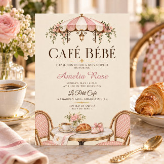 Parisianisches Café Bébé Baby Shower Einladung