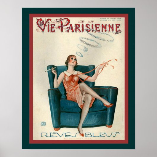 Parisienne Art Deco "Rings de Smoke" 1929 Print Poster (Vorne)