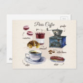 Pariskaffee- und -gebäck-Leckereiillustration Postkarte (Vorne/Hinten)