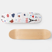 Parismuster mit Eiffelturm Skateboard (Horizontal)