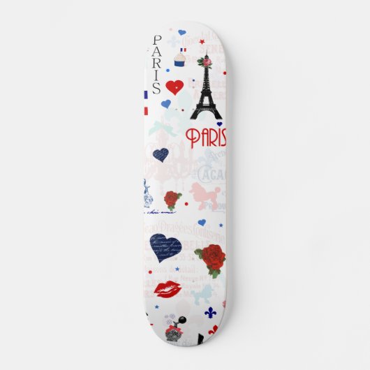 Parismuster mit Eiffelturm Skateboard (Vorderseite)