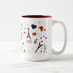Parismuster mit Eiffelturm Zweifarbige Tasse