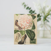 Parisschuhe florale französische botanische Kunst Postkarte (Stehend Vorderseite)