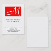 Park Avenue Monogram Red White Business Card Visitenkarte (Vorne/Hinten)