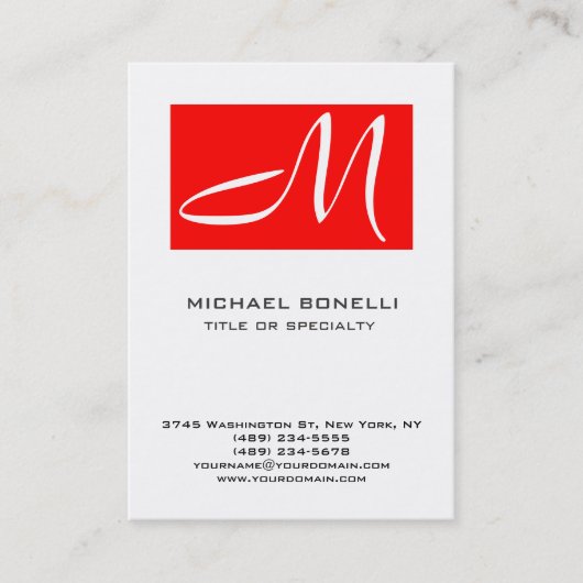 Park Avenue Monogram Red White Business Card Visitenkarte (Vorderseite)