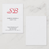 Park Avenue Monogram White Red Niedlich Business C Visitenkarte (Vorne/Hinten)