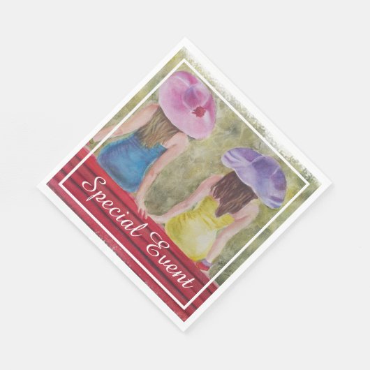 PARK BENCH GIRLFRIENDS PARTY SERVIETTE (Ecke)