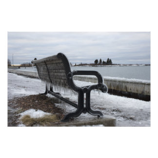 Park-Benz-See im Winter Fotodruck