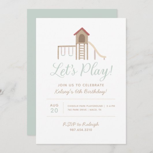 Park Birthday Party Playground Party Einladung (Vorne/Hinten)