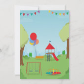 Park Birthday Party Slide Swings Outdoor Spaß Einladung (Rückseite)