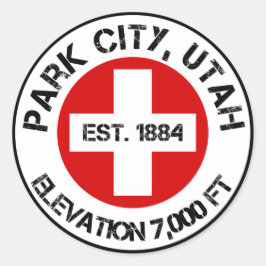 Park City Round Sticker Ski Patrostil