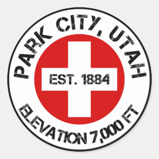 Park City Round Sticker Ski Patrostil