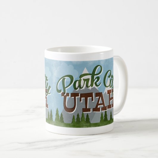 Park City Utah Fun Retro Snowy Mountains Kaffeetasse (VorderseiteRechts)