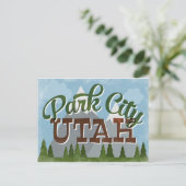 Park City Utah Fun Retro Snowy Mountains Postkarte (Stehend Vorderseite)