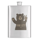 Park City Utah Peace Bear Flachmann (Vorderseite)