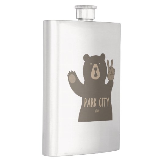 Park City Utah Peace Bear Flachmann (Rechts)