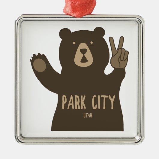 Park City Utah Peace Bear Ornament Aus Metall (Vorne)
