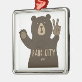Park City Utah Peace Bear Ornament Aus Metall (Links)
