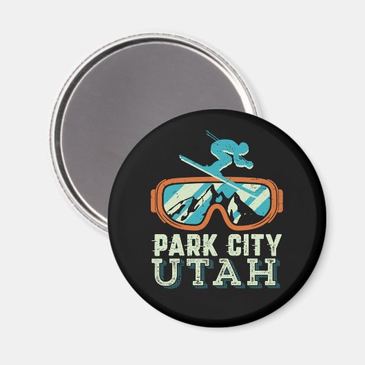 Park City Utah Retro Skifahren Snowboarden Magnet (Vorderseite/Rückseite)