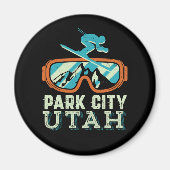 Park City Utah Retro Skifahren Snowboarden Magnet (Vorne)