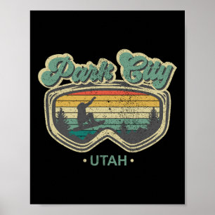 Park City Utah Retro Snowboarding Resort Poster