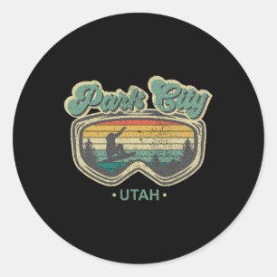 Park City Utah Retro Snowboarding Resort Runder Aufkleber