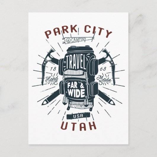 Park City Utah Rucksack Gear Retro Travel Postkarte (Vorderseite)