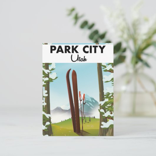 Park City Utah Ski Poster Postkarte (Stehend Vorderseite)