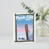 Park city Utah Ski travel poster Postkarte (Stehend Vorderseite)