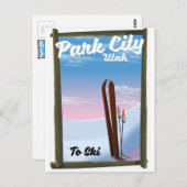 Park city Utah Ski travel poster Postkarte (Vorne/Hinten)