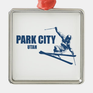 Park City Utah Skier Ornament Aus Metall