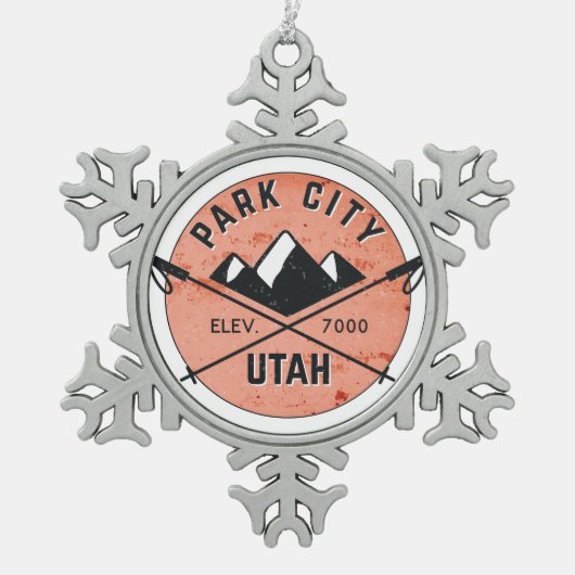 Park City Utah Skifahren Schneeflocken Zinn-Ornament (Vorderseite)