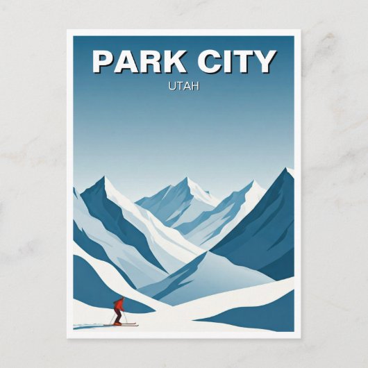Park City Utah Skifahren Skier Reisen Postkarte (Vorderseite)