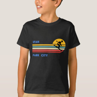 Park City Utah Skifahren Skifahrer Ski Retro Sonne T-Shirt