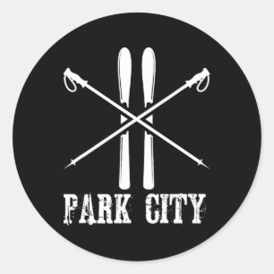 Park City Utah Skifahren Skilaufen Nordic Walking Runder Aufkleber