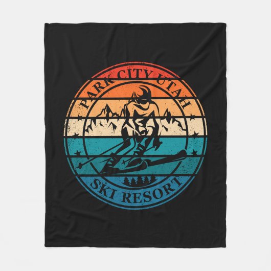 Park City Utah Skigebiet Vintag Fleecedecke (Vorderseite)