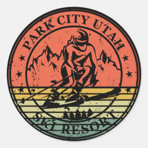Park City Utah Skigebiet Vintage Runder Aufkleber