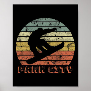Park City Utah Snowboard Retro Sonnenuntergang Vin Poster