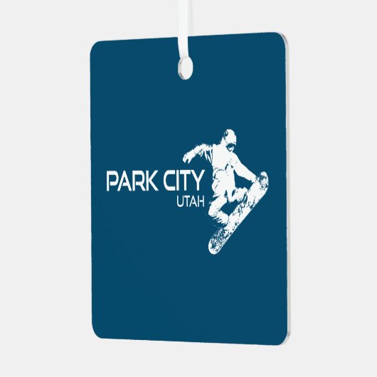 Park City Utah Snowboarder Ornament Aus Metall (Vorderseite links)