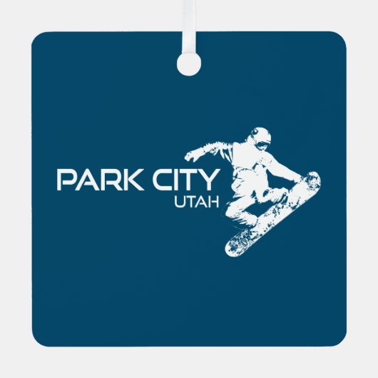 Park City Utah Snowboarder Ornament Aus Metall (Vorderseite)