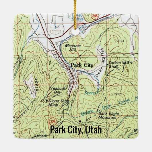 Park City Utah Topo Karte Keramikornament (Rückseite)