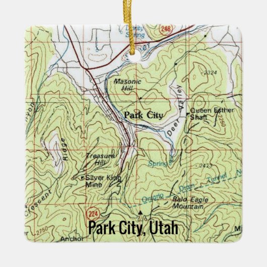 Park City Utah Topo Karte Keramikornament (Vorderseite)