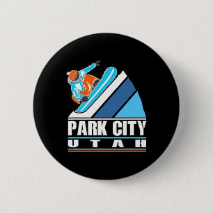 Park City Utah - Vintager Snowboarder Button
