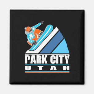 Park City Utah - Vintager Snowboarder Magnet