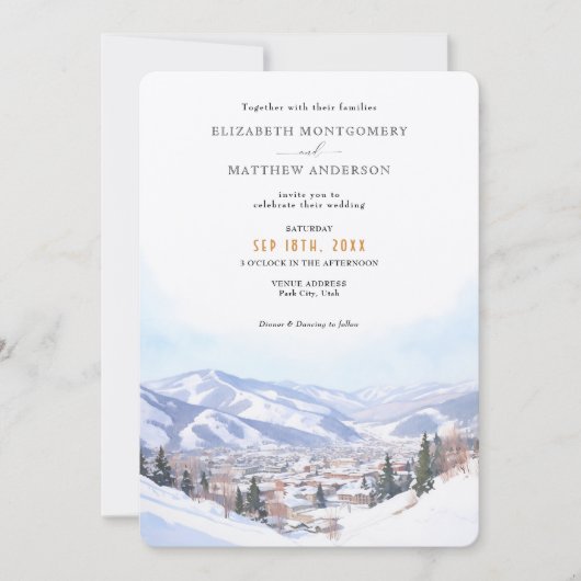 Park City, Utah Wedding Einladung (Vorderseite)