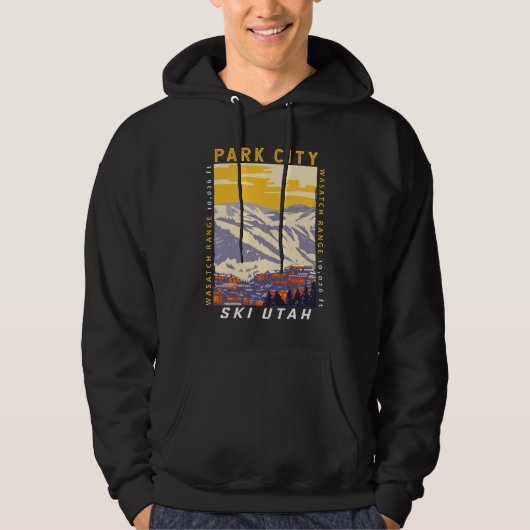 Park City Utah Wintergebiet Vintag Hoodie (Vorderseite)