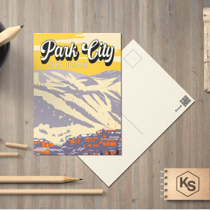 Park City Utah Wintergebiet Vintage Postkarte